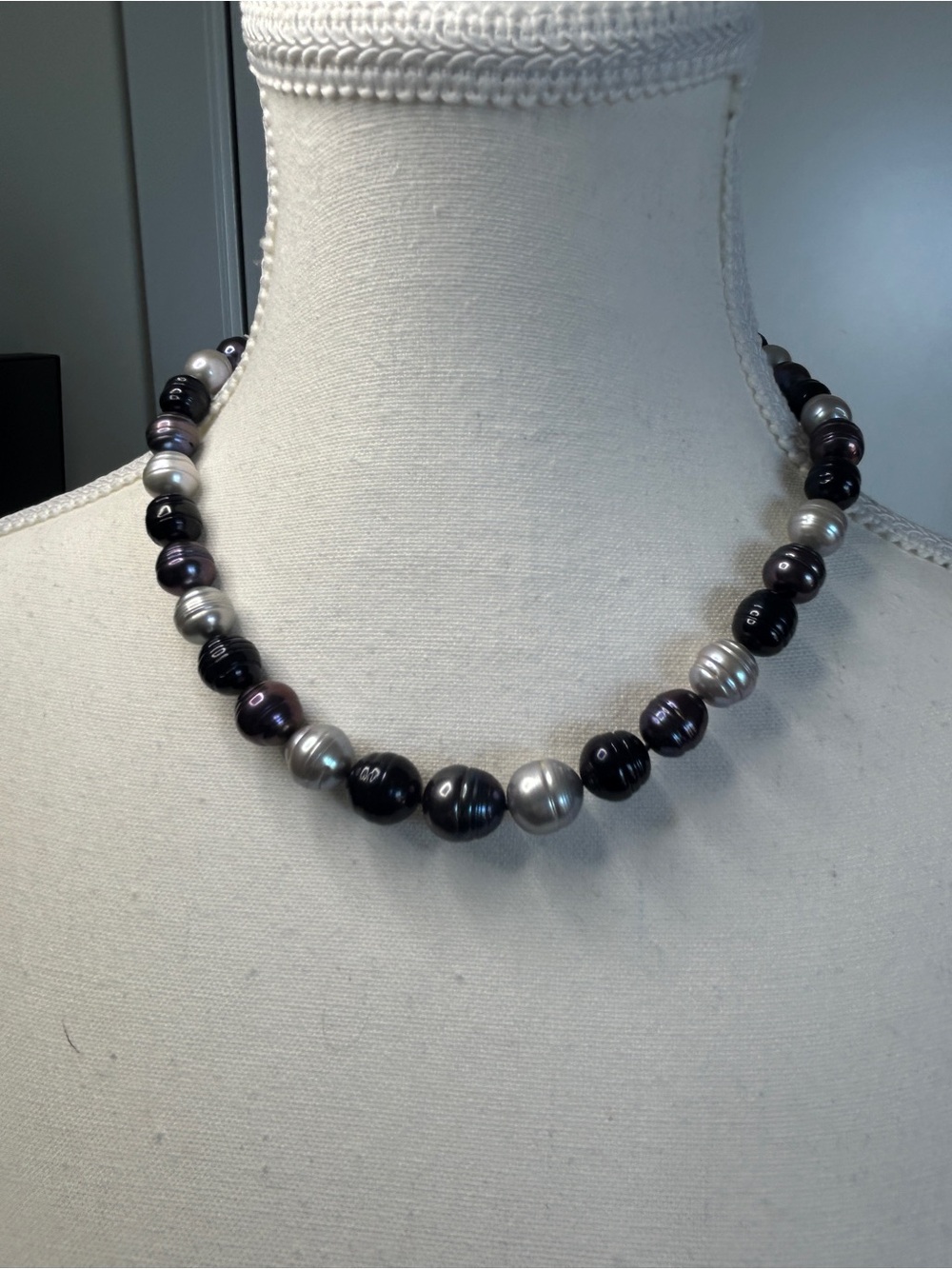 NWT Honora Black & Grey Cultured Freshwater Pearl Necklace Sterling Silver 18"